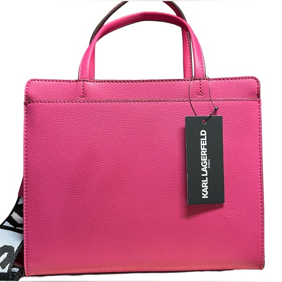 Karl Lagerfeld NWT Amazing Fun Pink Maybelle Satchel Top Handle Crossbody (P033) - Picture 7 of 13